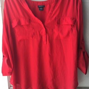 TORRID Red mid sleeve blouse